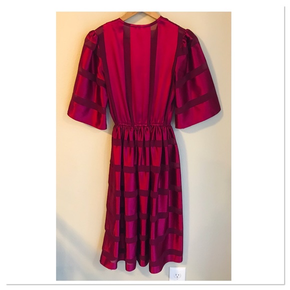 Vintage Sweet Talk Striped Cocktail Dress Red Burgandy Striped Size 3/4 - Picture 7 of 8
